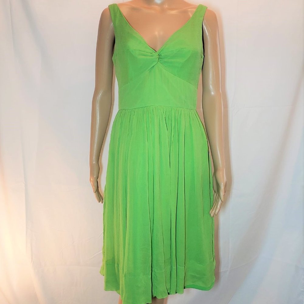 J Crew Lime Green Silk Dress SZ 4